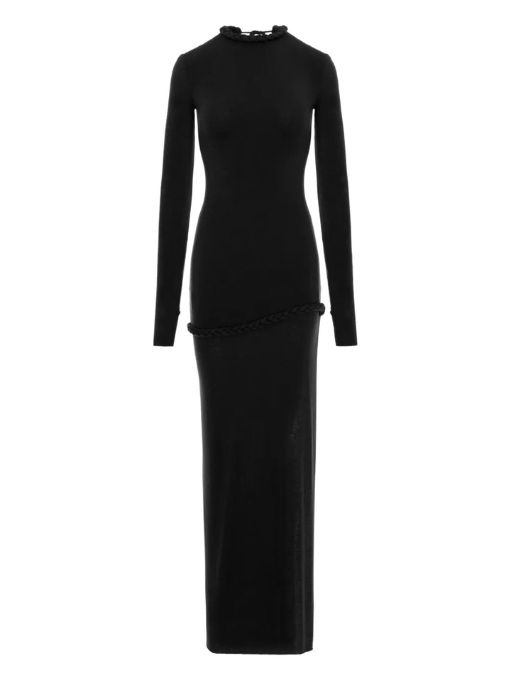 Manuri Nora Braided Detail Maxi Dress — Black — Size XS — Front View