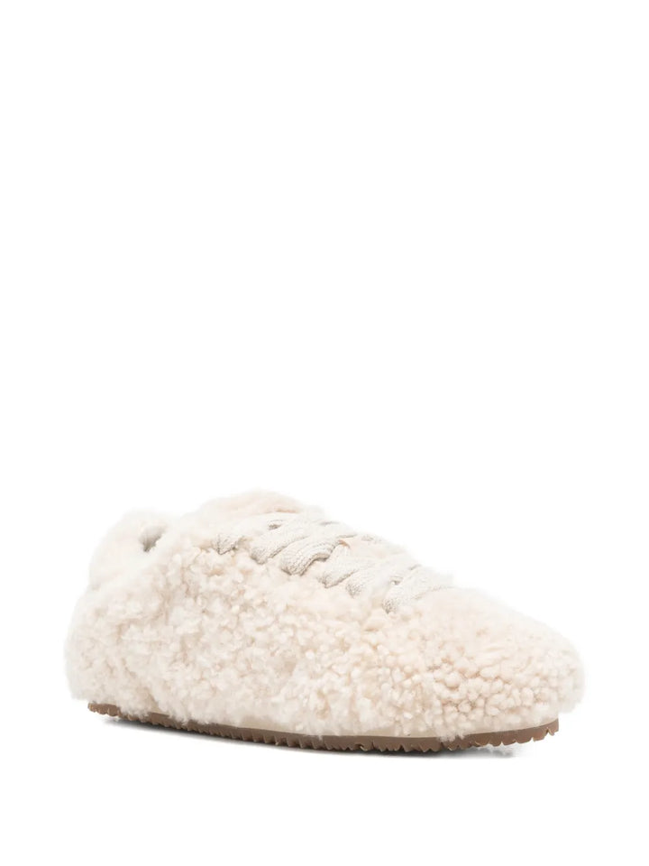 Axel Arigato Tact Shearling Runner — Beige — Size US M 3.5 - US W 5 — Side View