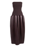 Tods Knitted Leather Midi Dress — Dark Brown/ Brown — Size XS — Front View