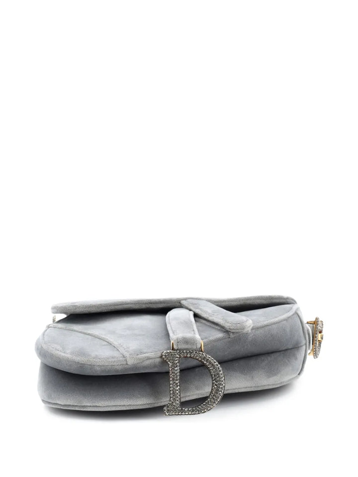 Christian Dior Pre Owned Saddle Handbag Velvet With Crystals Mini Shoulder Bag — Same as shown — Size One Size — Top View
