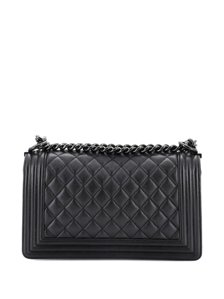 Chanel Pre Owned So Black Boy Flap Bag Quilted Caviar Old Medium Shoulder Bag — Same as shown — Size One Size — Side View