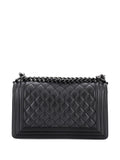 Chanel Pre Owned So Black Boy Flap Bag Quilted Caviar Old Medium Shoulder Bag — Same as shown — Size One Size — Side View