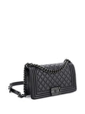 Chanel Pre Owned So Black Boy Flap Bag Quilted Caviar Old Medium Shoulder Bag — Same as shown — Size One Size — Back View