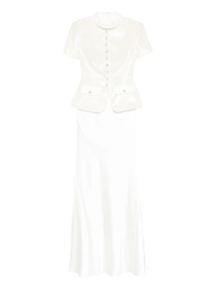 Self Portrait Button Embellishment Maxi Skirt Set Set Of Two — White — Size XS — Front View