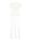 Self Portrait Button Embellishment Maxi Skirt Set Set Of Two — White — Size XS — Front View
