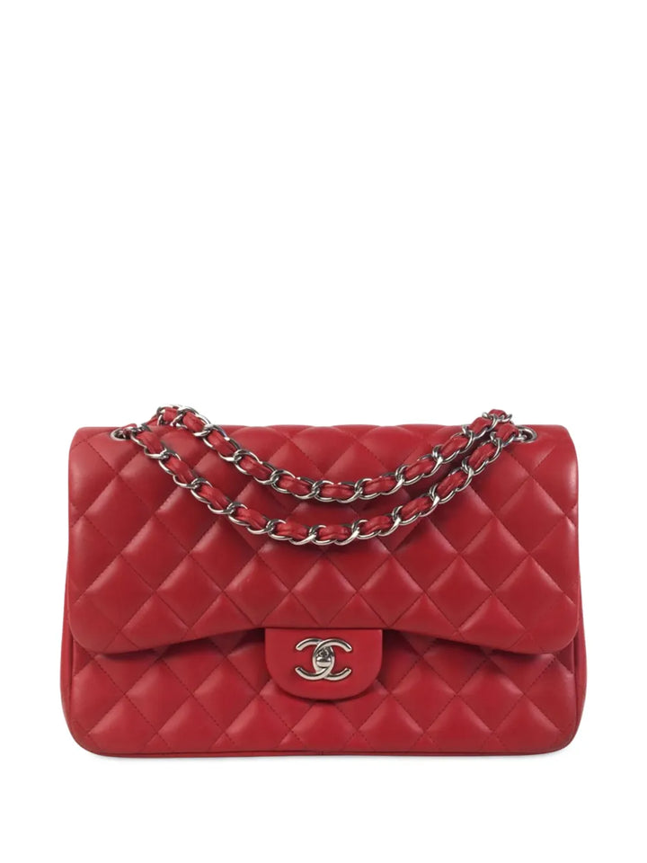 Chanel Pre Owned 2012 2013 Jumbo Classic Lambskin Double Flap Shoulder Bag — Same as shown — Size One Size — Front View