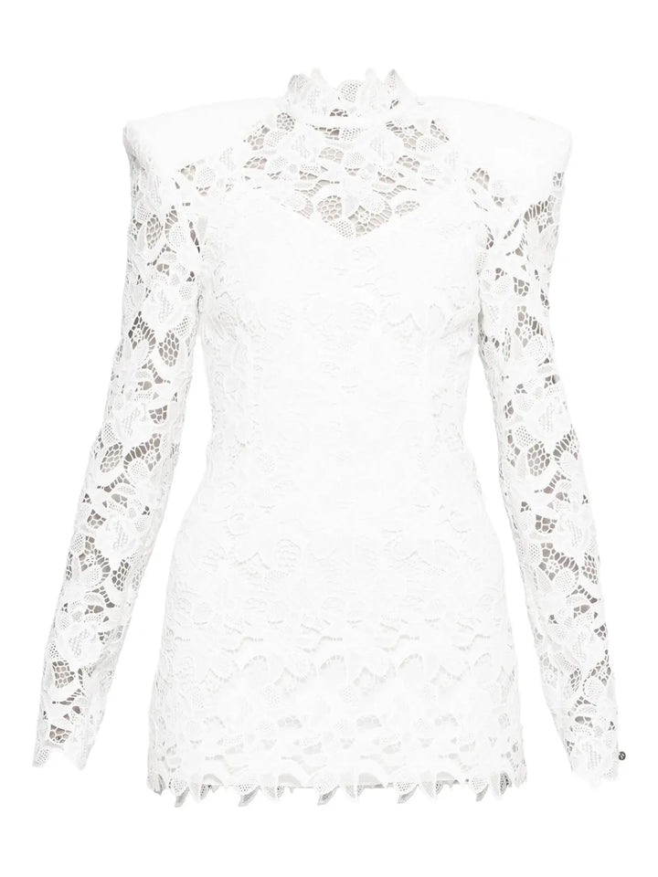 Nissa Lace Long Sleeve Dress — White — Size XS — Front View