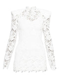 Nissa Lace Long Sleeve Dress — White — Size XS — Front View