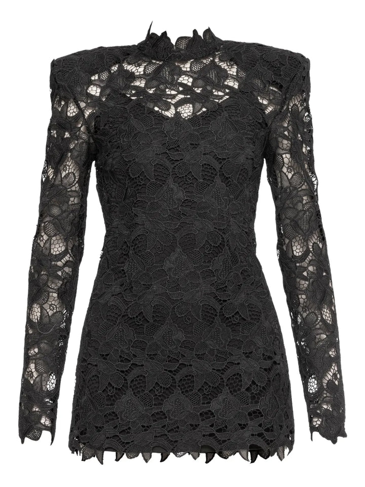 Nissa Lace Mini Dress — Black — Size XS — Front View