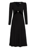 Nissa Crystal Detail Midi Dress — Black — Size XS — Front View