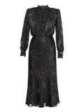 Nissa Lace Trim Midi Dress — Black — Size S — Front View