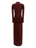 Alaia Zip Back Fastening Dress — Dark Brown/ Brown — Size S — Front View