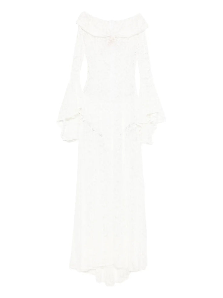 Miau By Clara Rotescu White Maxi Dress — White/ Red — Size XS — Front View
