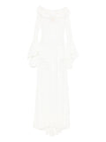 Miau By Clara Rotescu White Maxi Dress — White/ Red — Size XS — Front View