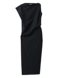 Jacquemus Draped Midi Dress — Black — Size XS — Front View
