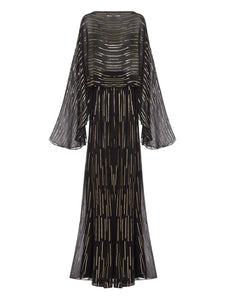 Taller Marmo Tribeca Striped Maxi Dress — Black — Size XS — Front View