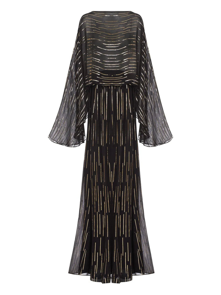 Taller Marmo Tribeca Striped Maxi Dress — Black — Size XS — Front View