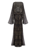 Taller Marmo Tribeca Striped Maxi Dress — Black — Size XS — Front View