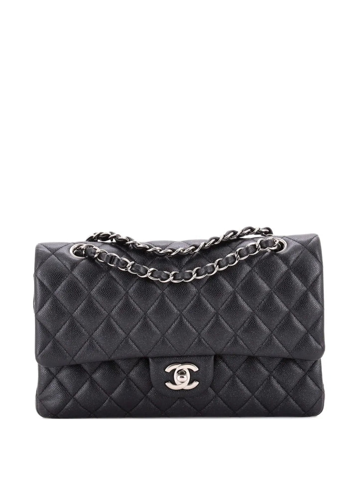 Chanel Pre Owned Classic Double Flap Bag Quilted Iridescent Caviar Medium Shoulder Bag — Same as shown — Size One Size — Front View