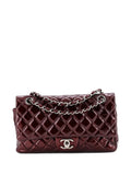 Chanel Pre Owned Classic Double Flap Bag Quilted Patent Medium Shoulder Bag — Same as shown — Size One Size — Front View