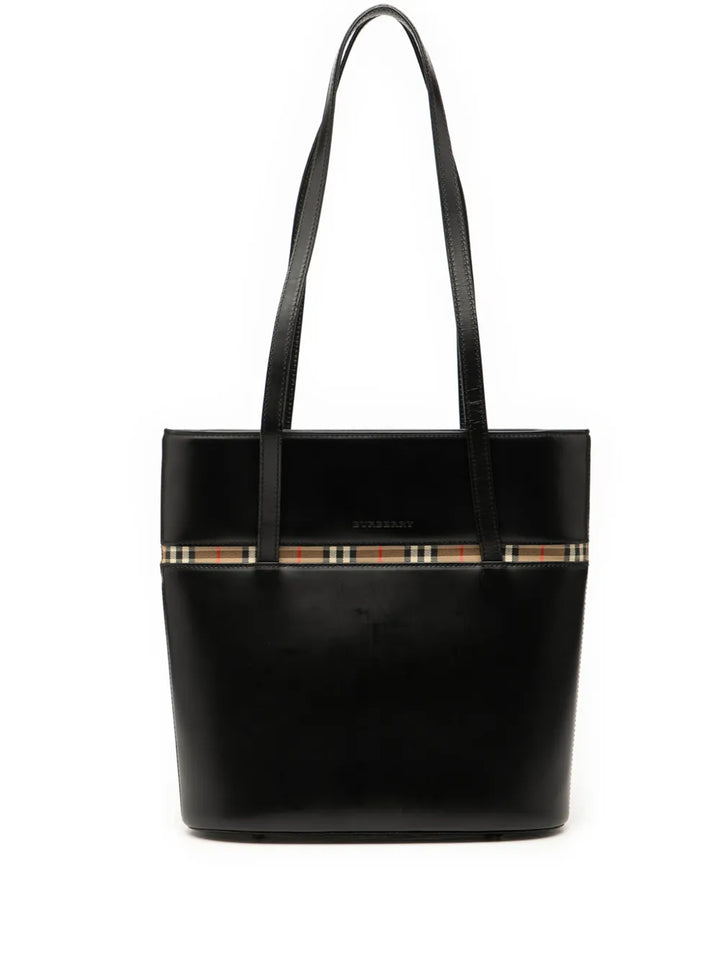 Burberry Pre Owned 2000 2017 House Check Trimmed Leather Shoulder Bag — Same as shown — Size One Size — Front View
