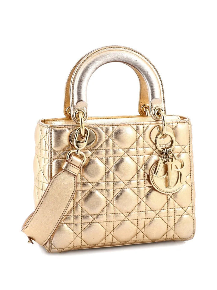 Christian Dior Pre Owned My Abcdior Lady Dior Bag Metallic Cannage Quilt Leather Shoulder Bag — Same as shown — Size One Size — Back View