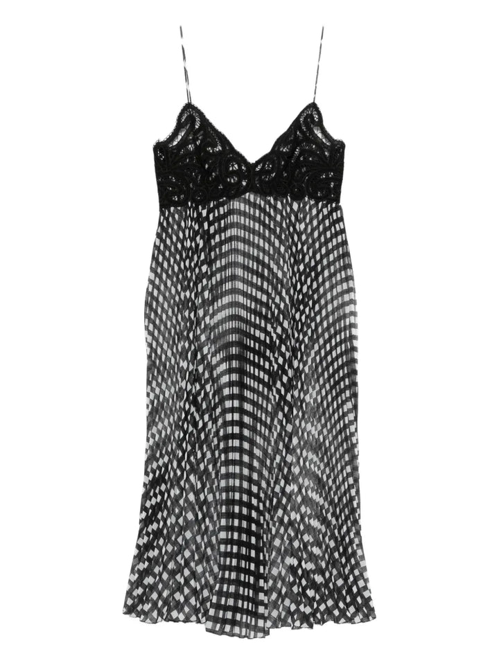 Ermanno Scervino Lace Panel Midi Dress — Black — Size XS — Front View