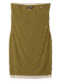 Miu Miu Knit Logo Label Mini Dress — Green — Size S — Front View