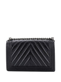 Chanel Pre Owned Boy Flap Bag Chevron Calfskin New Medium Shoulder Bag — Same as shown — Size One Size — Side View