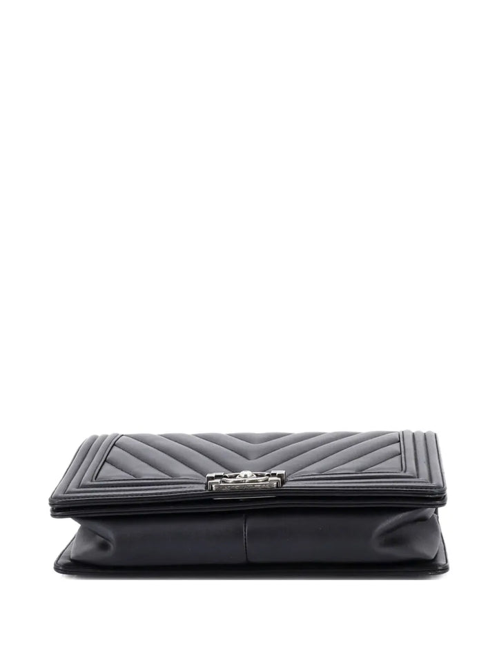 Chanel Pre Owned Boy Flap Bag Chevron Calfskin New Medium Shoulder Bag — Same as shown — Size One Size — Back View