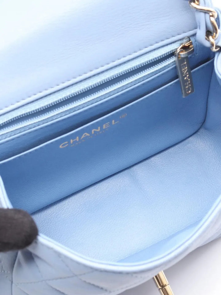 Chanel Pre Owned 2020 Mini Square Classic Lambskin Single Flap Shoulder Bag — Same as shown — Size One Size — Top View