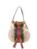 Gucci Pre Owned 2016 2025 Gg Canvas Web Rania Drawstring Hobo Bag — Same as shown — Size One Size — Front View