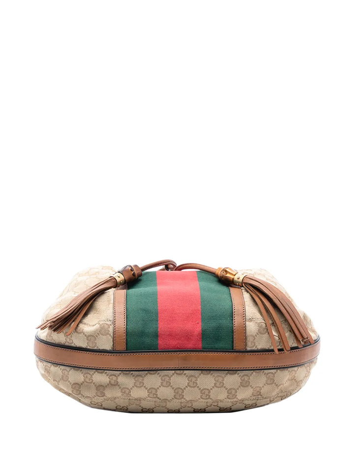 Gucci Pre Owned 2016 2025 Gg Canvas Web Rania Drawstring Hobo Bag — Same as shown — Size One Size — Top View