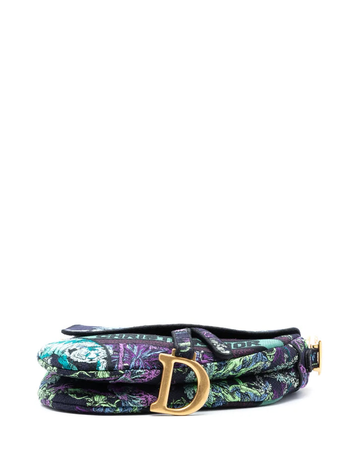 Christian Dior Pre Owned 2023 Canvas Embroidered Floral Saddle Bag Shoulder Bag — Same as shown — Size One Size — Top View