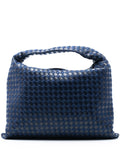 Bottega Veneta Pre Owned 2012 2025 Large Calfskin And Denim Intrecciato Hop Hobo Bag — Same as shown — Size One Size — Front View