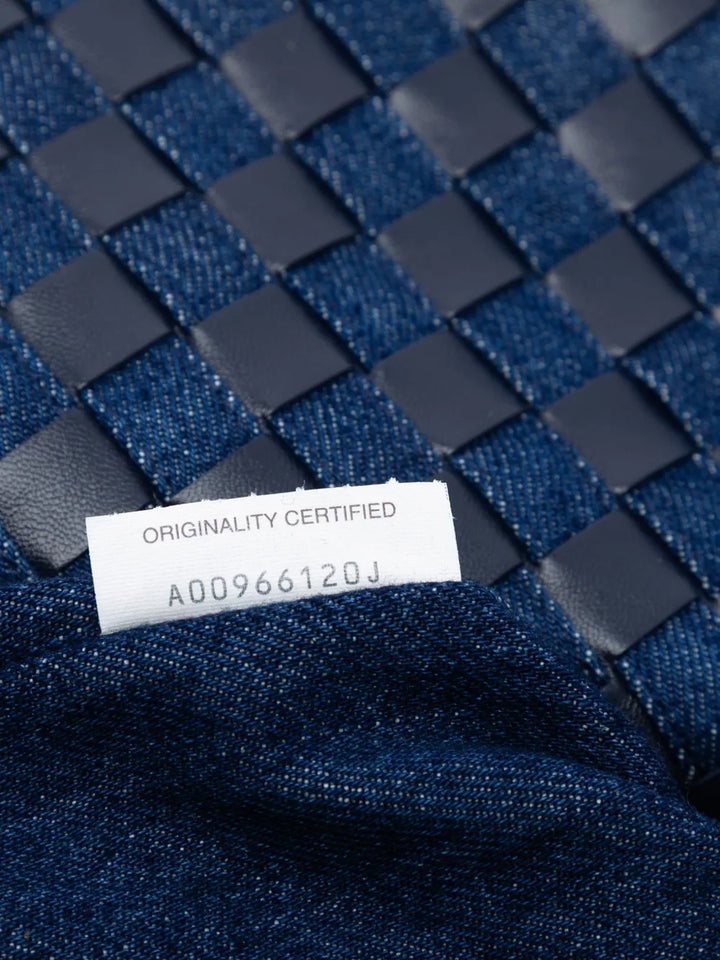 Bottega Veneta Pre Owned 2012 2025 Large Calfskin And Denim Intrecciato Hop Hobo Bag — Same as shown — Size One Size — Lifestyle View