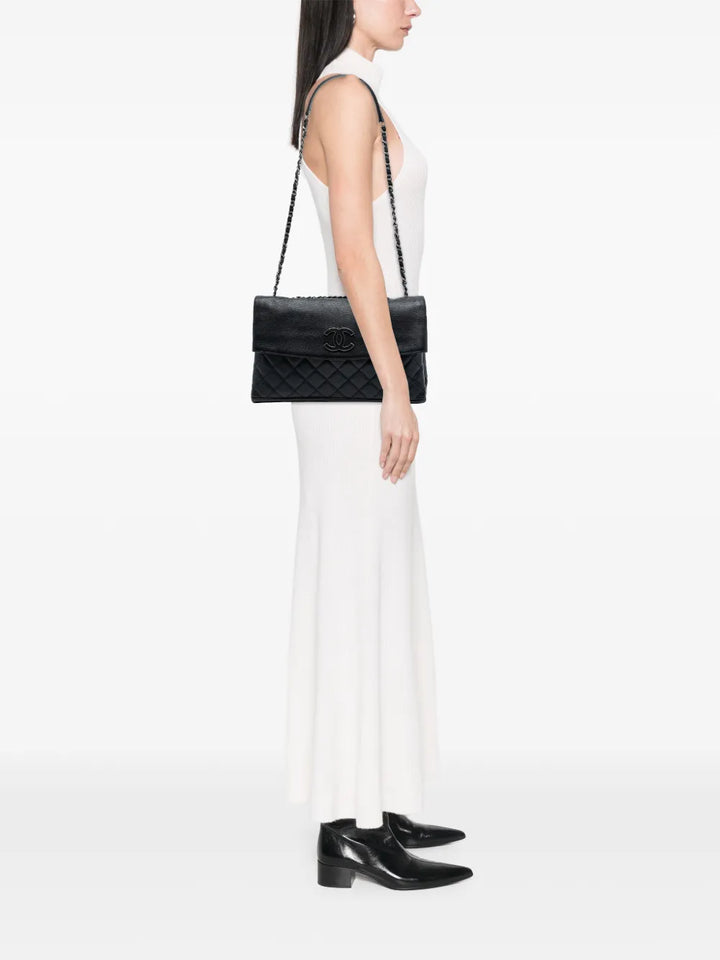 Chanel Pre Owned 2014 2015 Cc Quilted Calfskin Hamptons Foldover Flap Shoulder Bag — Same as shown — Size One Size — Side View