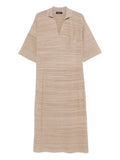 Fabiana Filippi V Neck Pocket Maxi Dress — Beige — Size XS — Front View