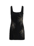 Staud Split Beaded Mini Dress — Black — Size XS — Front View