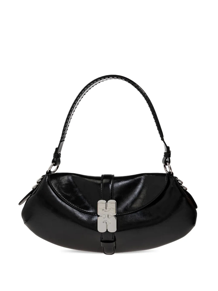 Ganni Logo Buckle Shoulder Bag — Same as shown — Size One Size — Front View