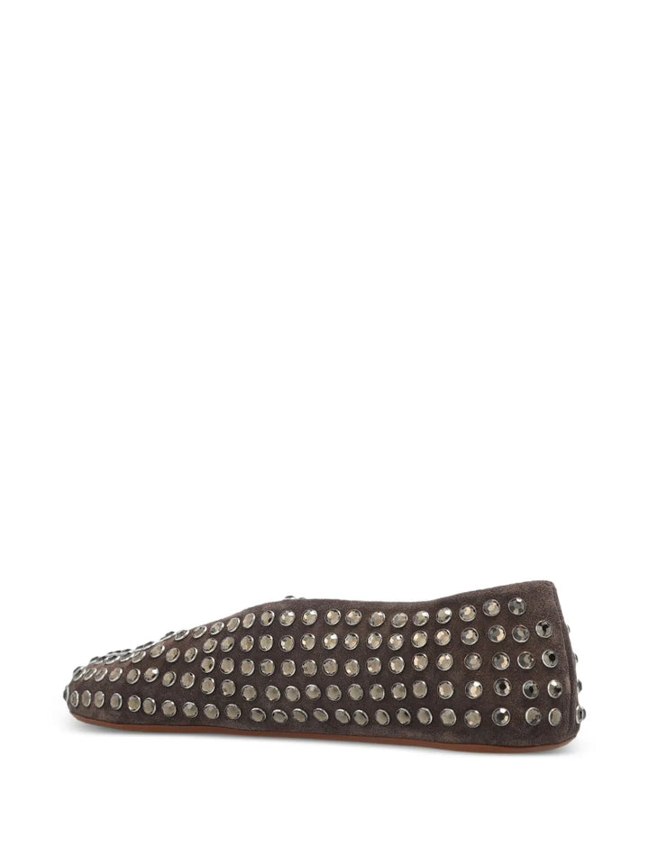 Ala Studded Buckle Trainers — Brown — Size US M 3.5 - US W 5 — Top View