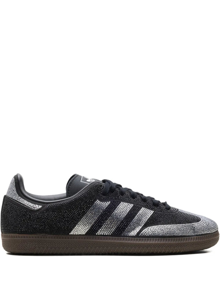 adidas Rhinestone Striped Trainers — Black — Size US M 3.5 - US W 5 — Front View