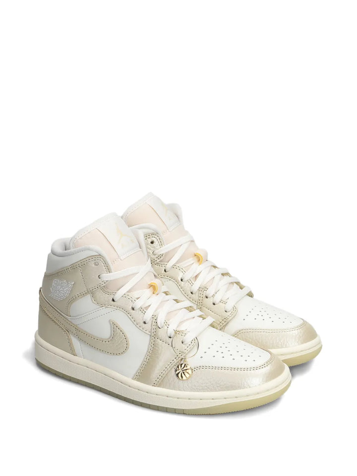 Nike Air Jordan 1 Mid Se Perforated-Toe — Beige — Size US M 3.5 - US W 5 — Side View