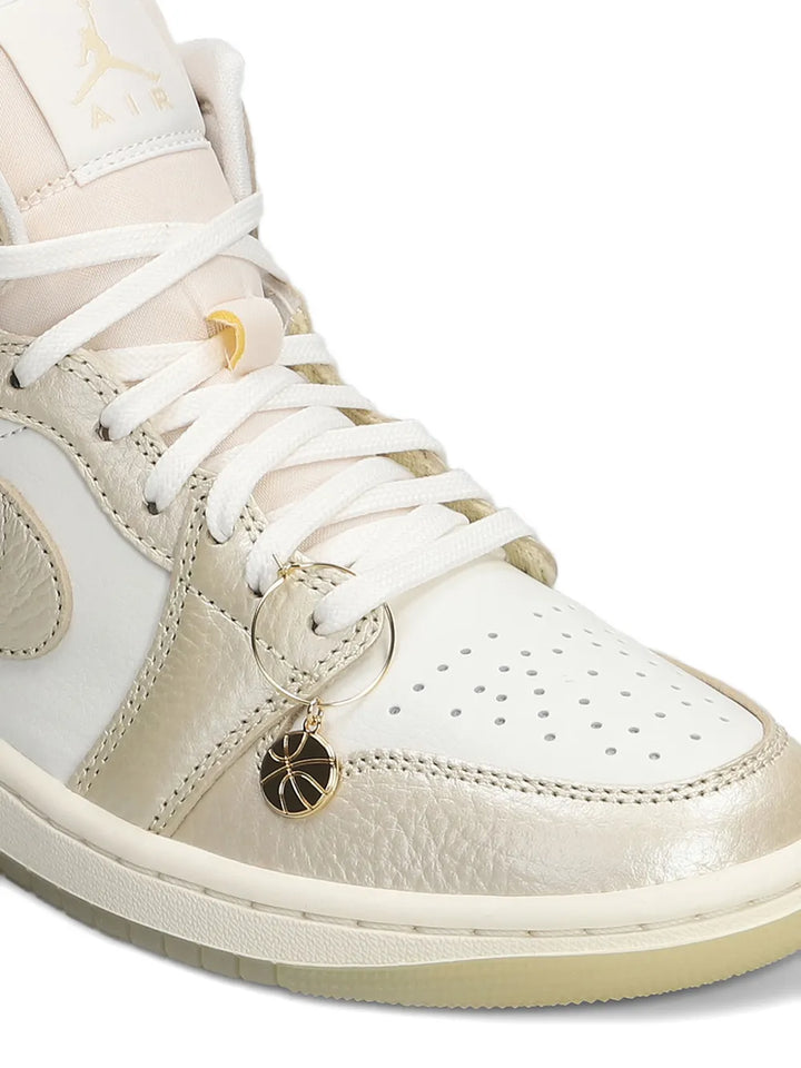 Nike Air Jordan 1 Mid Se Perforated-Toe — Beige — Size US M 3.5 - US W 5 — Detail View