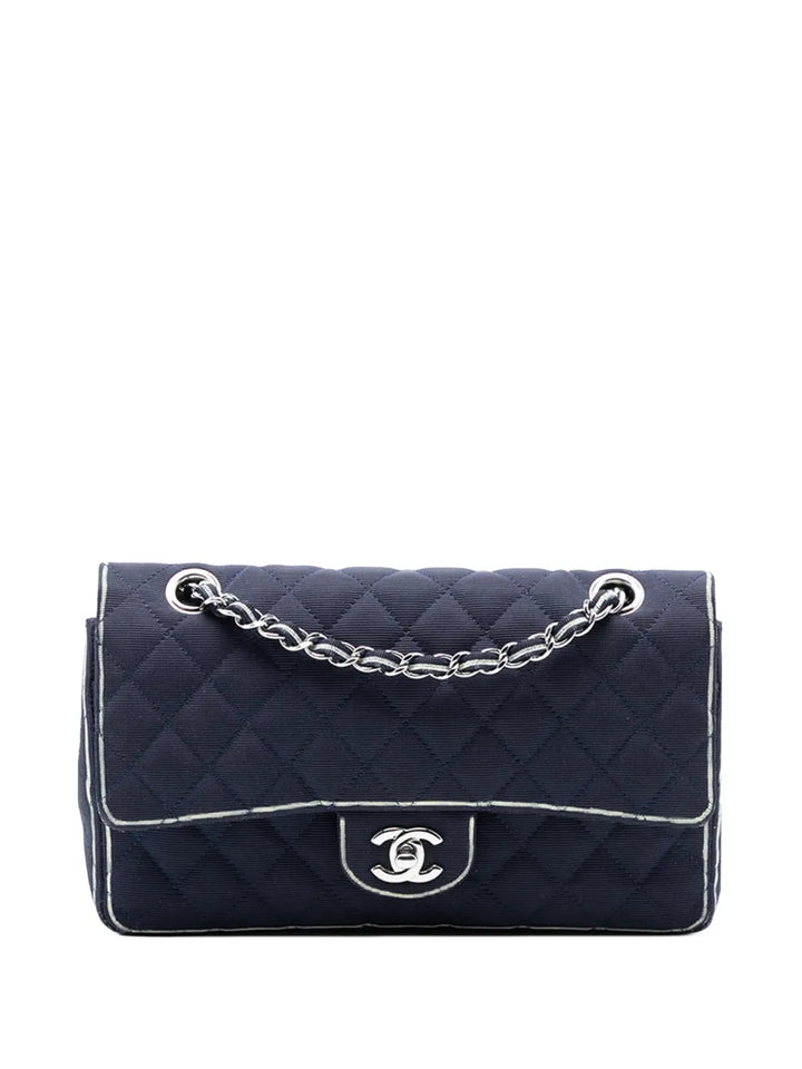 Chanel Pre Owned 2014 Medium Classic Printed Grosgrain Double Flap Shoulder Bag — Same as shown — Size One Size — Front View