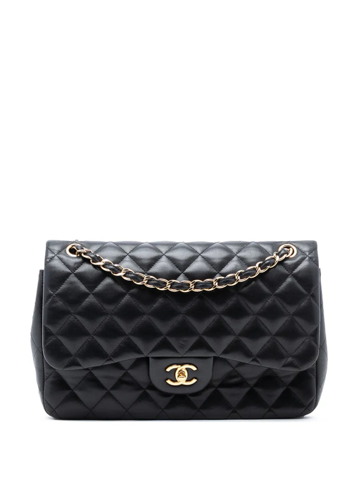 Chanel Pre Owned 2014 Jumbo Classic Lambskin Double Flap Shoulder Bag — Same as shown — Size One Size — Front View