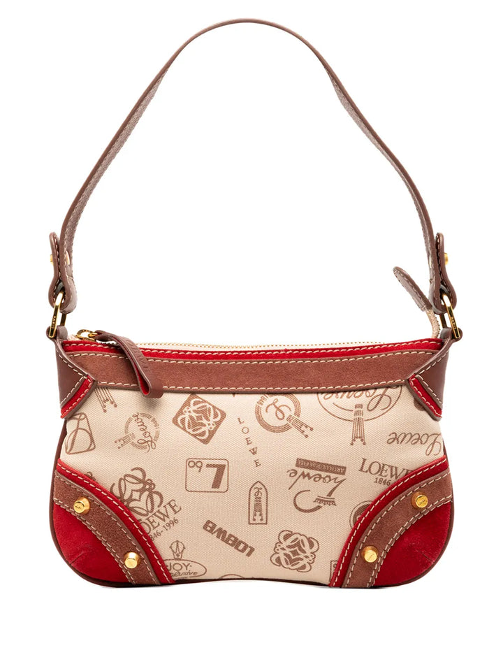 Loewe Pre Owned 2006 160Th Anniversary Suede Trimmed Canvas Shoulder Bag — Same as shown — Size One Size — Front View