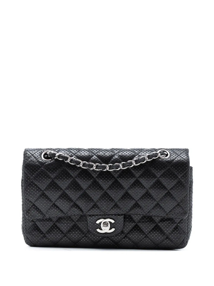 Chanel Pre Owned 2006 2008 Medium Classic Perforated Lambskin Double Flap Shoulder Bag — Same as shown — Size One Size — Front View