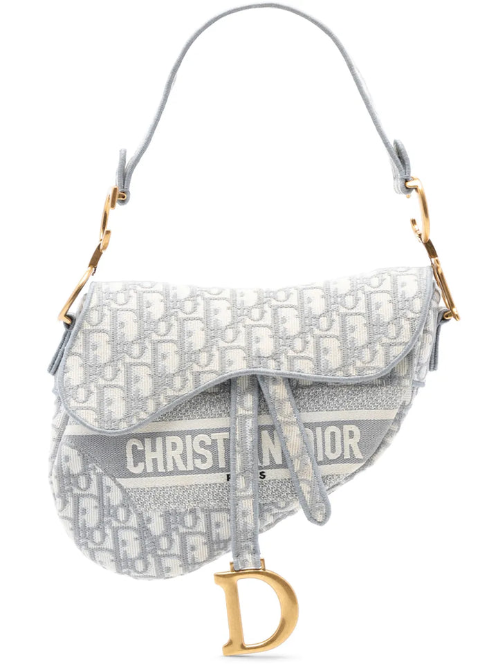 Christian Dior Pre Owned 2021 Oblique Embroidered Canvas Saddle Bag Shoulder Bag — Same as shown — Size One Size — Front View