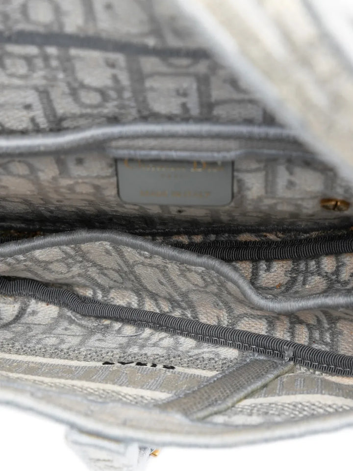Christian Dior Pre Owned 2021 Oblique Embroidered Canvas Saddle Bag Shoulder Bag — Same as shown — Size One Size — Detail View